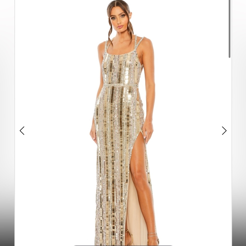 MAC DUGGAL GOLD HALTER GOWN STYLE # 93981 size 10